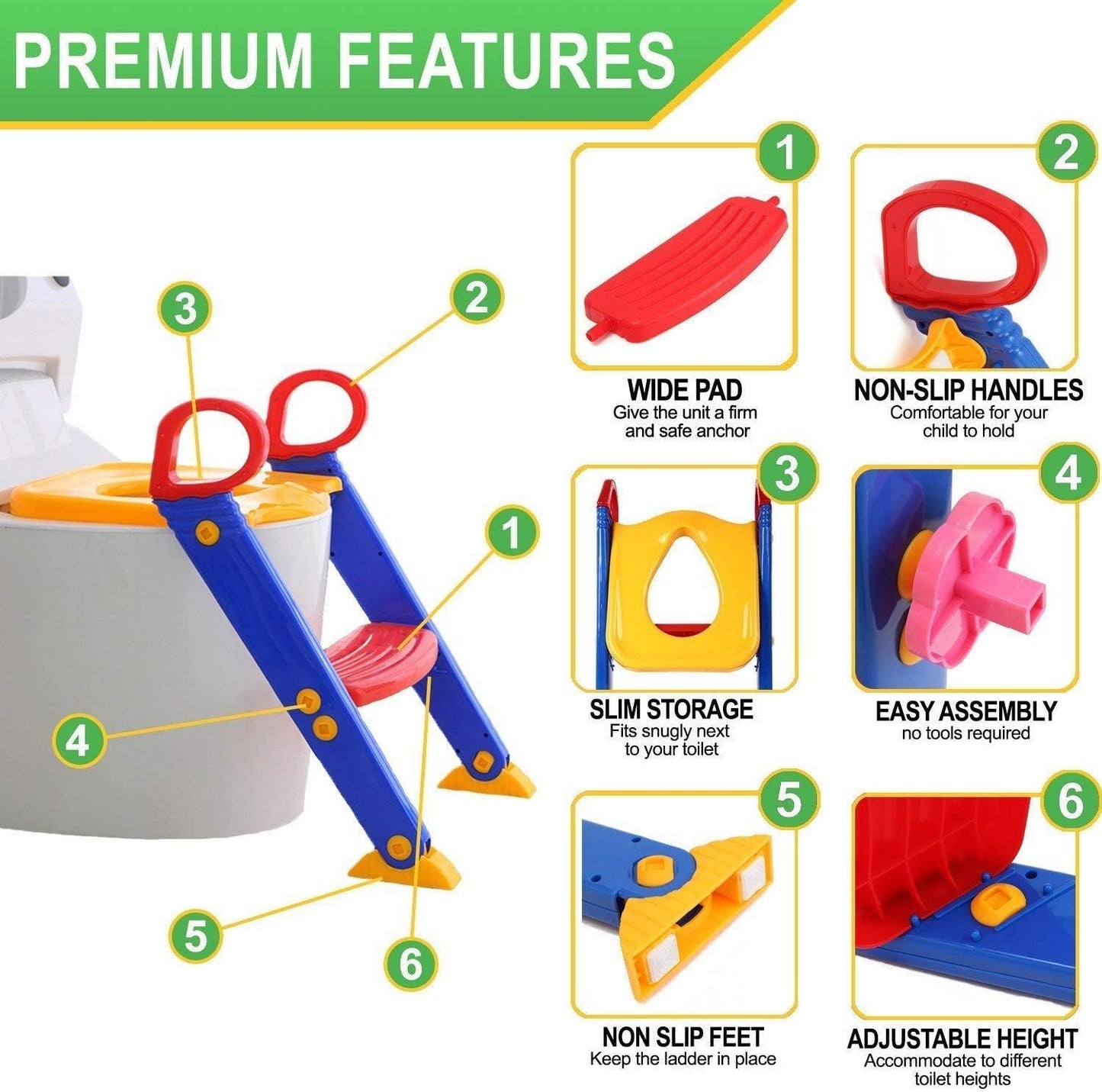 Toilet Trainer Step Stool – Safe, Adjustable, and Easy-to-Store