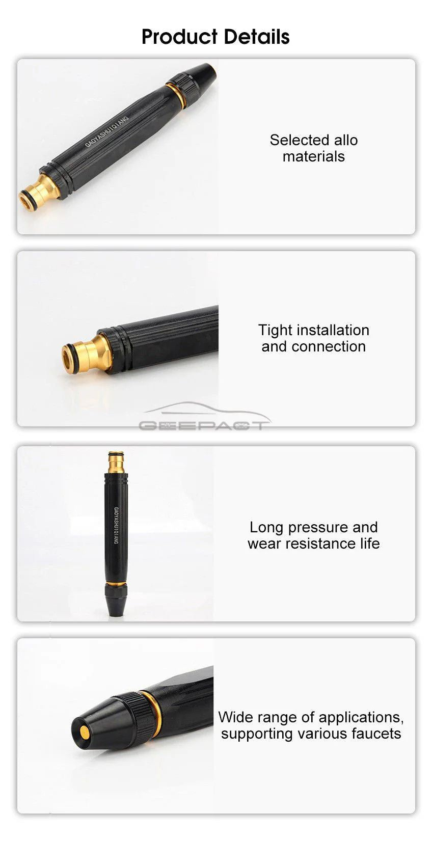 Heavy-Duty Brass Hose Nozzle – Adjustable High-Pressure Garden Sprayer