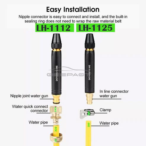 Heavy-Duty Brass Hose Nozzle – Adjustable High-Pressure Garden Sprayer
